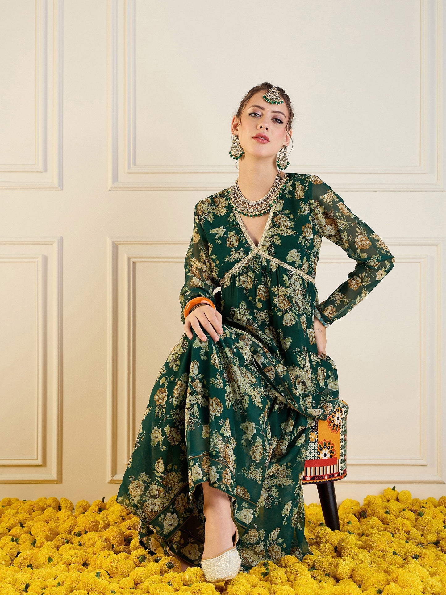 Women's Green Floral Co-Ord Set