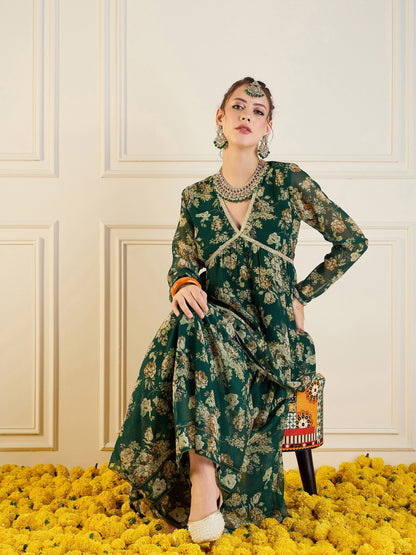 Women's Green Floral Co-Ord Set