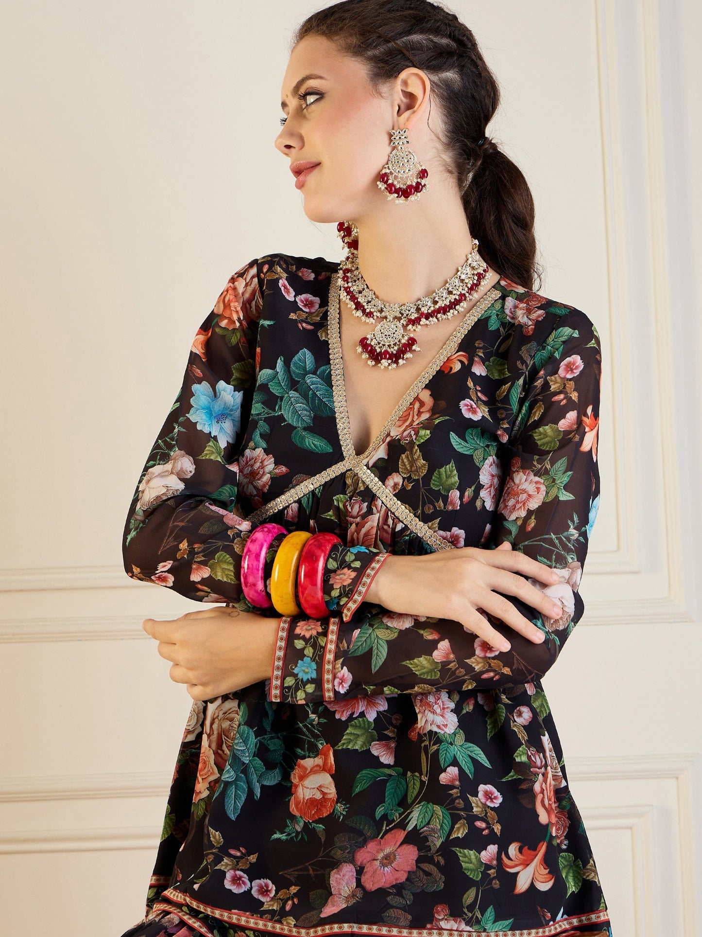 Women's Black Floral Co-Ord Set