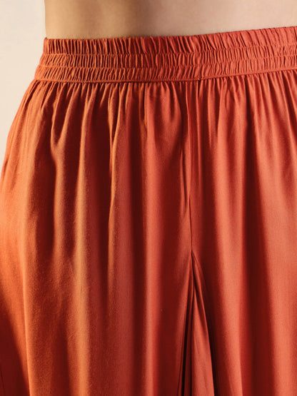Women's Orange Embroidered Co-Ord Set