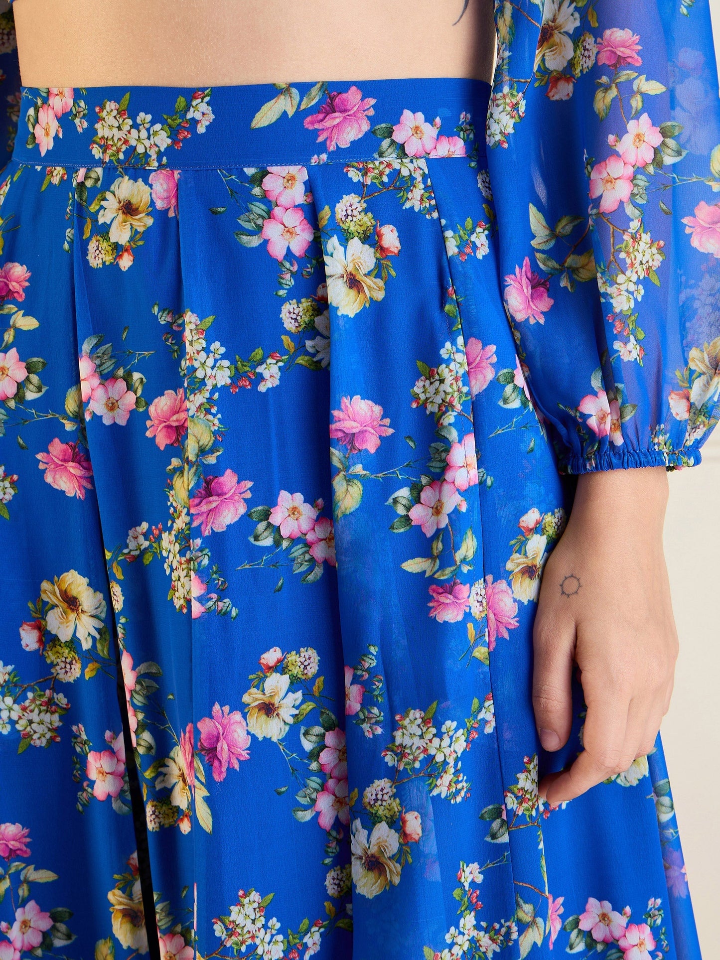 Women's Blue Floral Lehenga Set