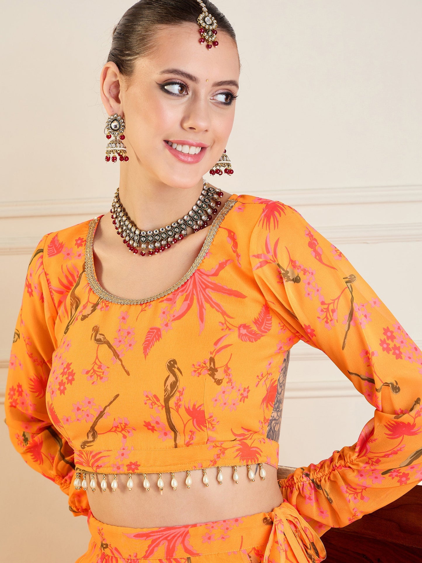 Women's Yellow Printed Lehenga Set