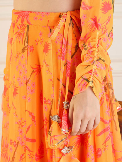 Women's Yellow Printed Lehenga Set