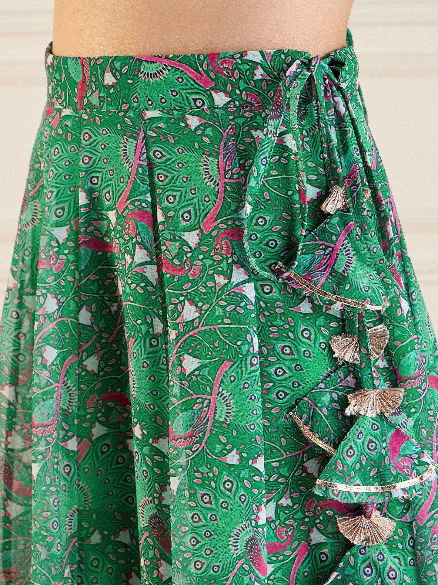 Women's Green Printed Lehenga Set