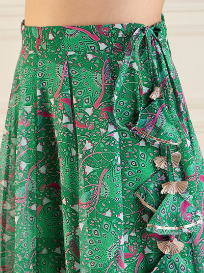 Women's Green Printed Lehenga Set