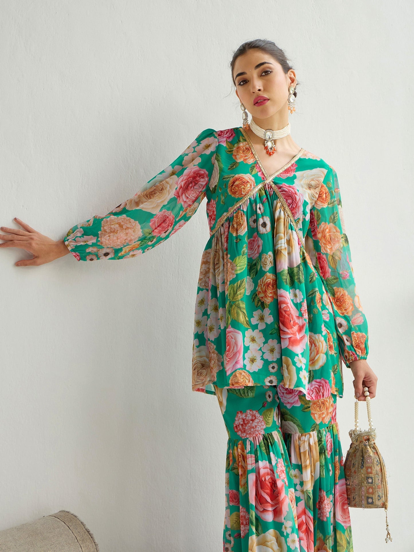 Women's Green Floral Co-Ord Set