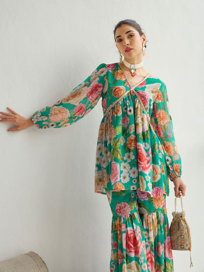 Women's Green Floral Co-Ord Set