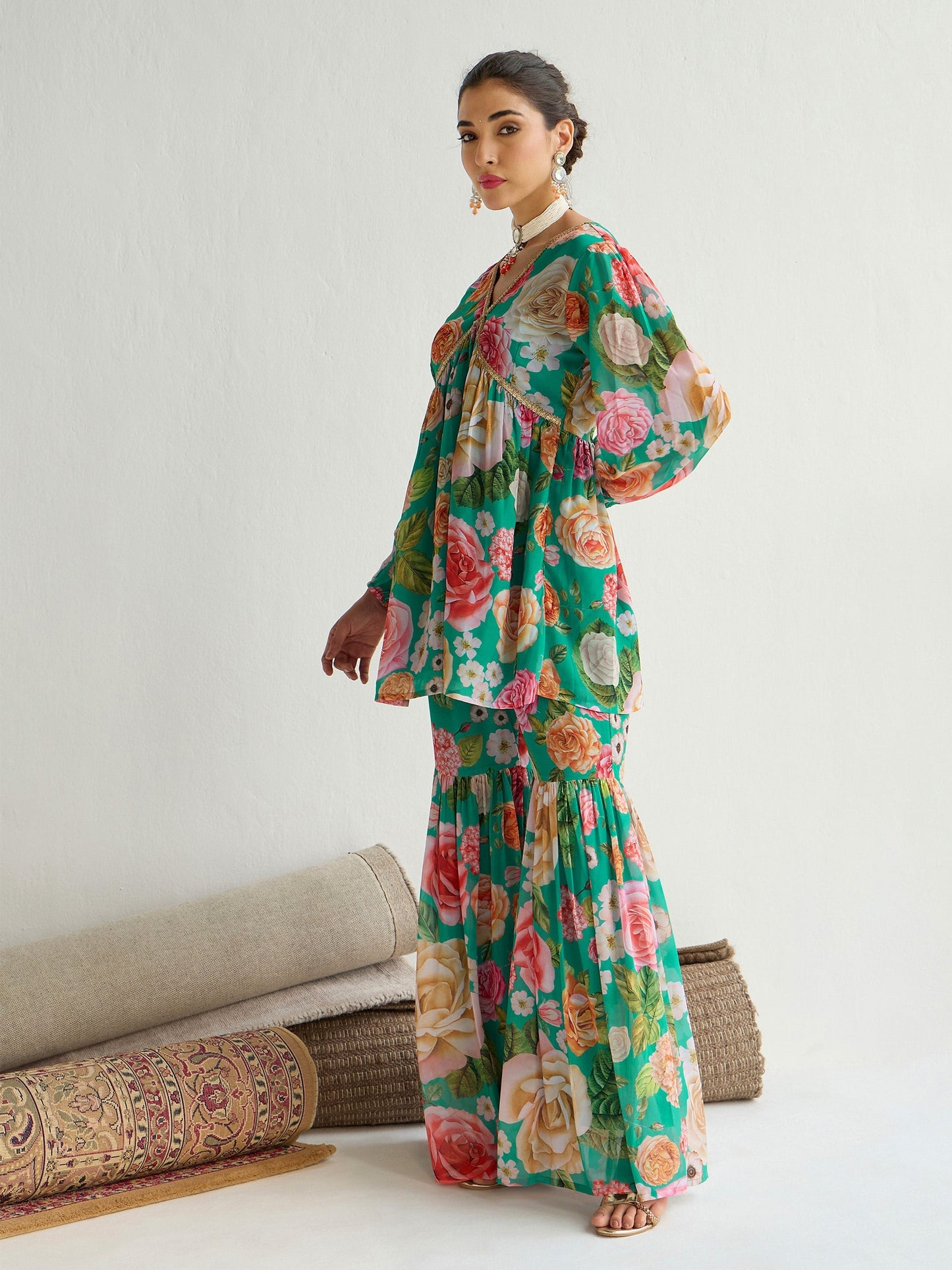 Women's Green Floral Co-Ord Set