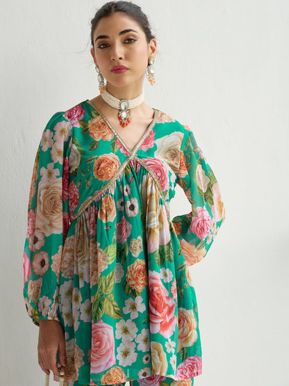Women's Green Floral Co-Ord Set