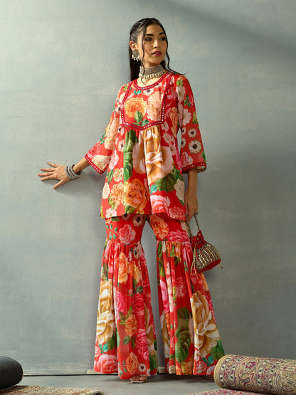Women's Red Floral Co-Ord Set