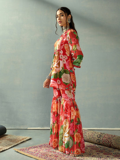 Women's Red Floral Co-Ord Set