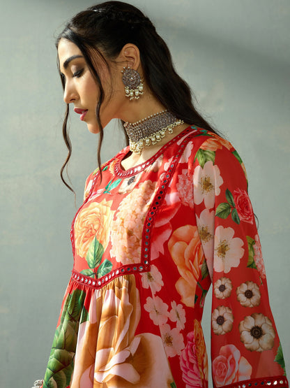Women's Red Floral Co-Ord Set