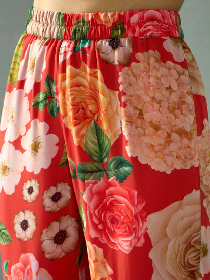 Women's Red Floral Co-Ord Set