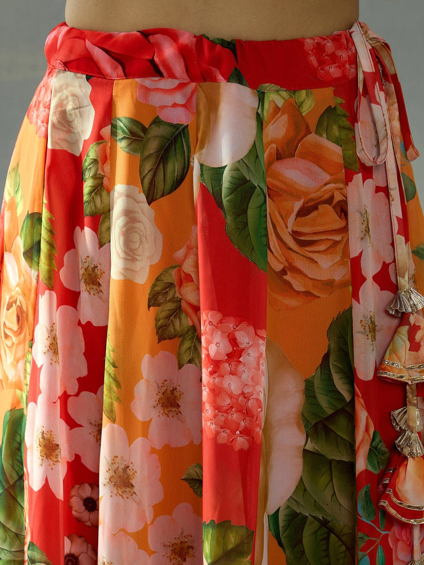 Women's Red Floral Lehenga Set