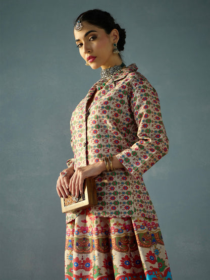 Women's Beige Floral Co-Ord Set
