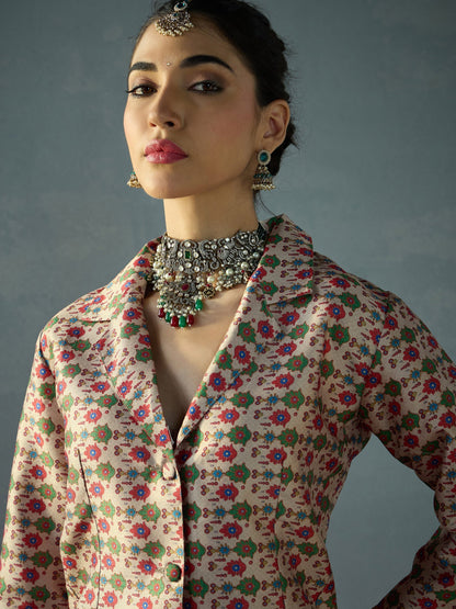 Women's Beige Floral Co-Ord Set