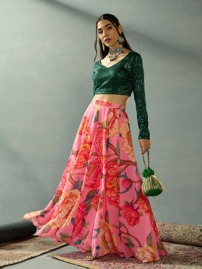 Women's Green Strong Lehenga Set