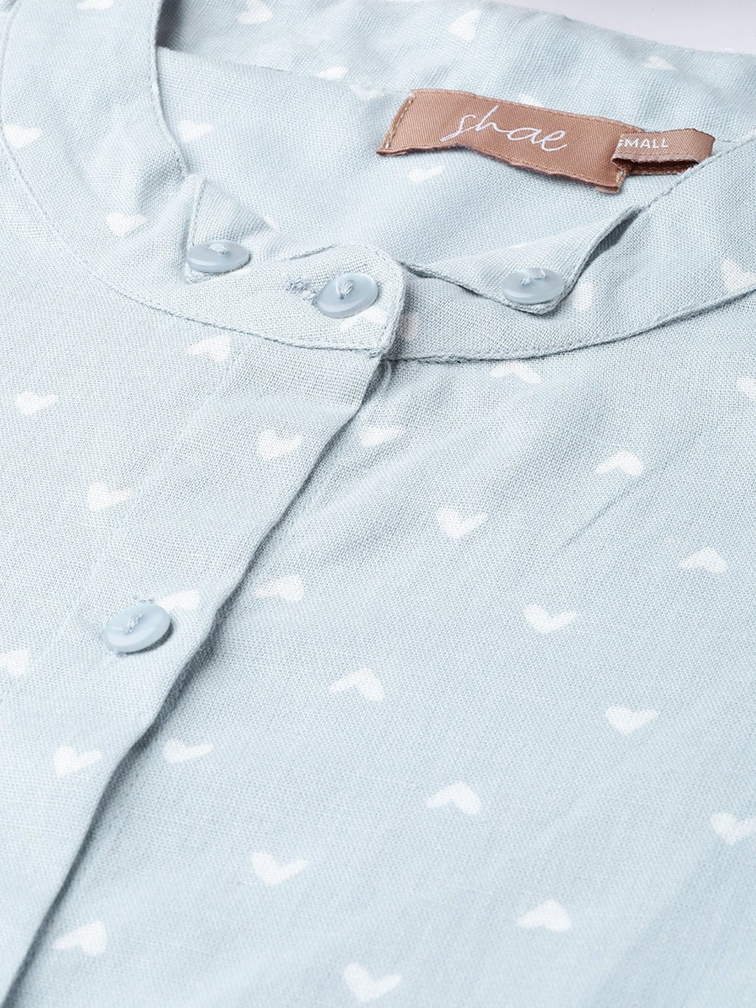 Women's Blue Heart Print High Low Shirt