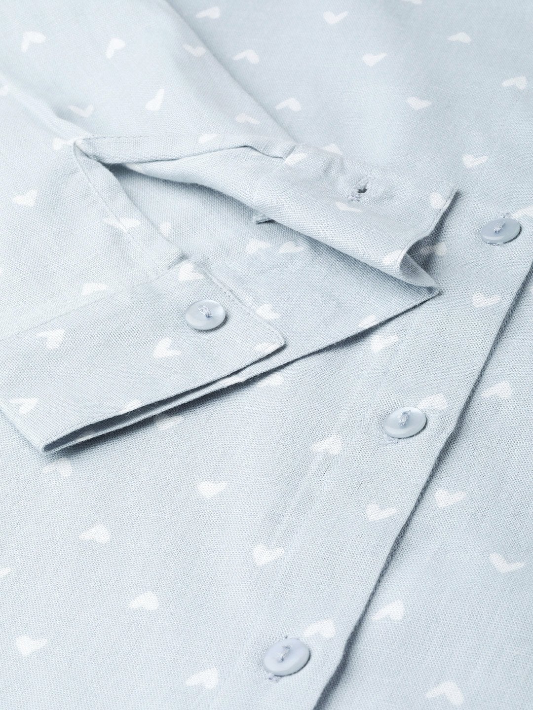 Women's Blue Heart Print High Low Shirt