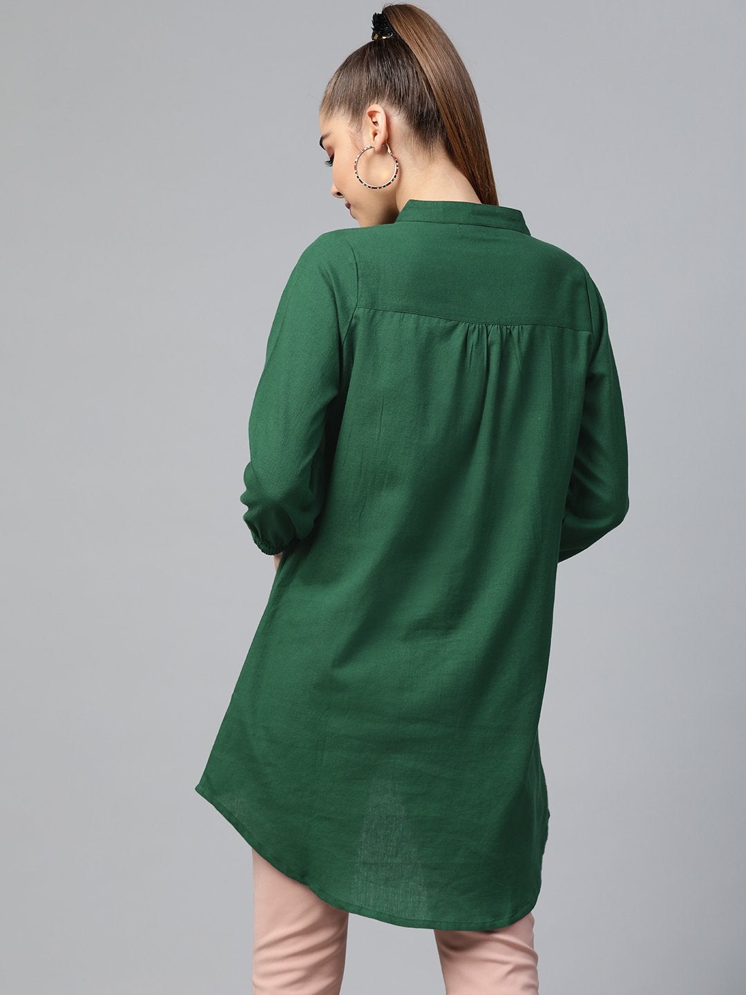 Women's Green Front Embroidery Shirt