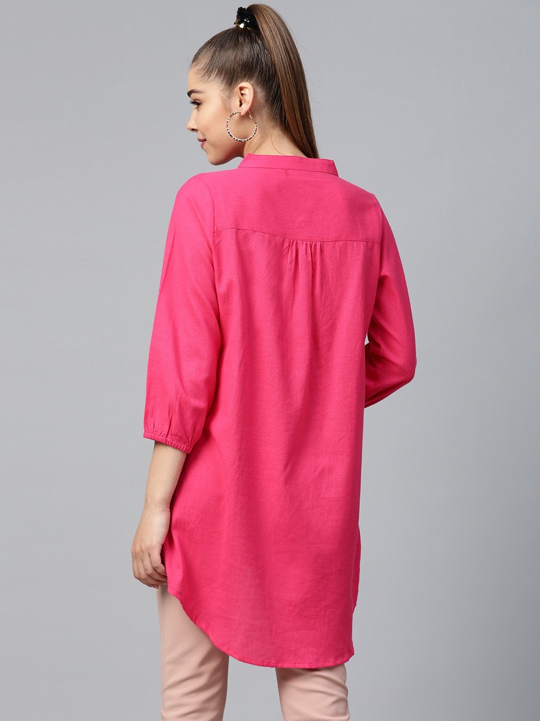 Women's Pink Front Embroidery Shirt