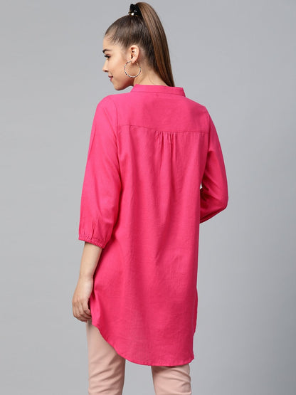 Women's Pink Front Embroidery Shirt