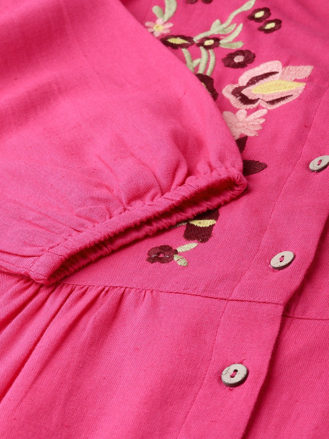 Women's Pink Front Embroidery Shirt