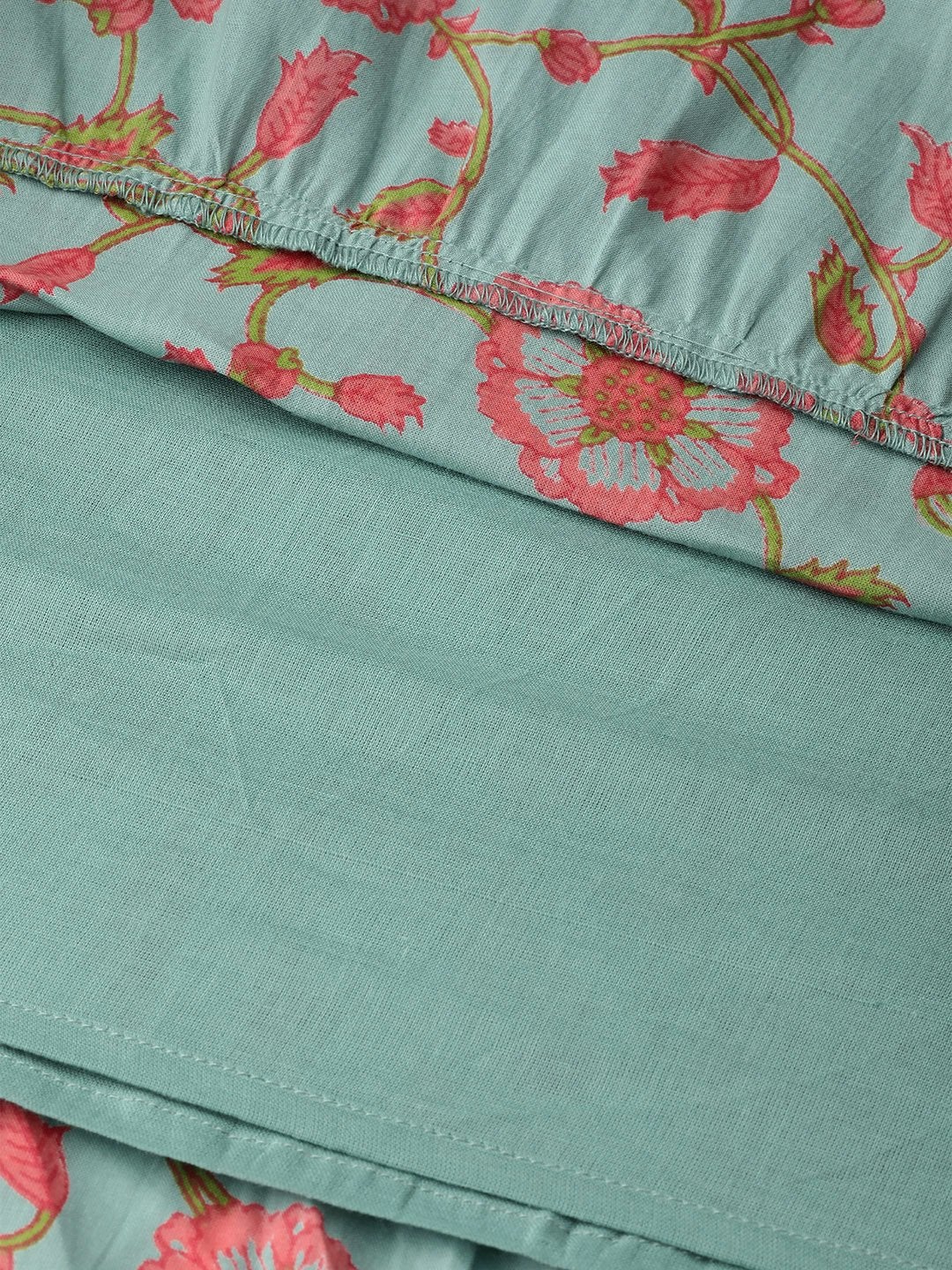Women's Teal Blue Floral Tiered Skirt