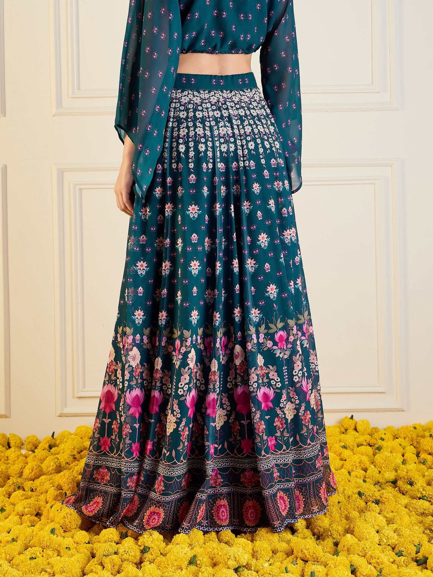 Women's Green Floral Skirt