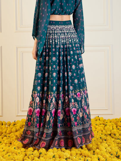 Women's Green Floral Skirt