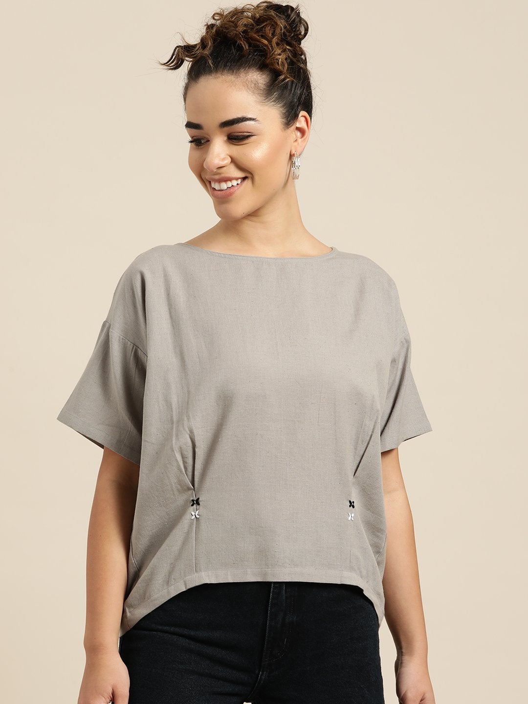 Women's Grey High Low Top