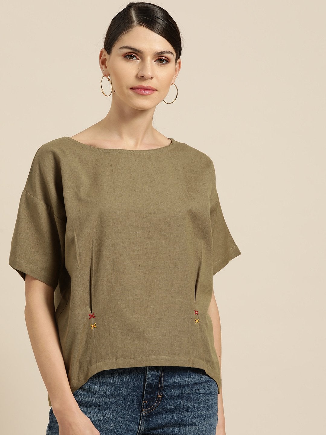 Women's Olive High Low Top