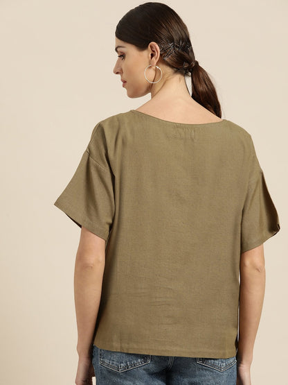 Women's Olive High Low Top