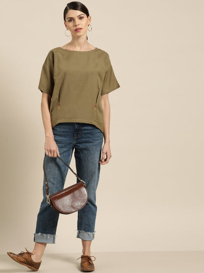 Women's Olive High Low Top