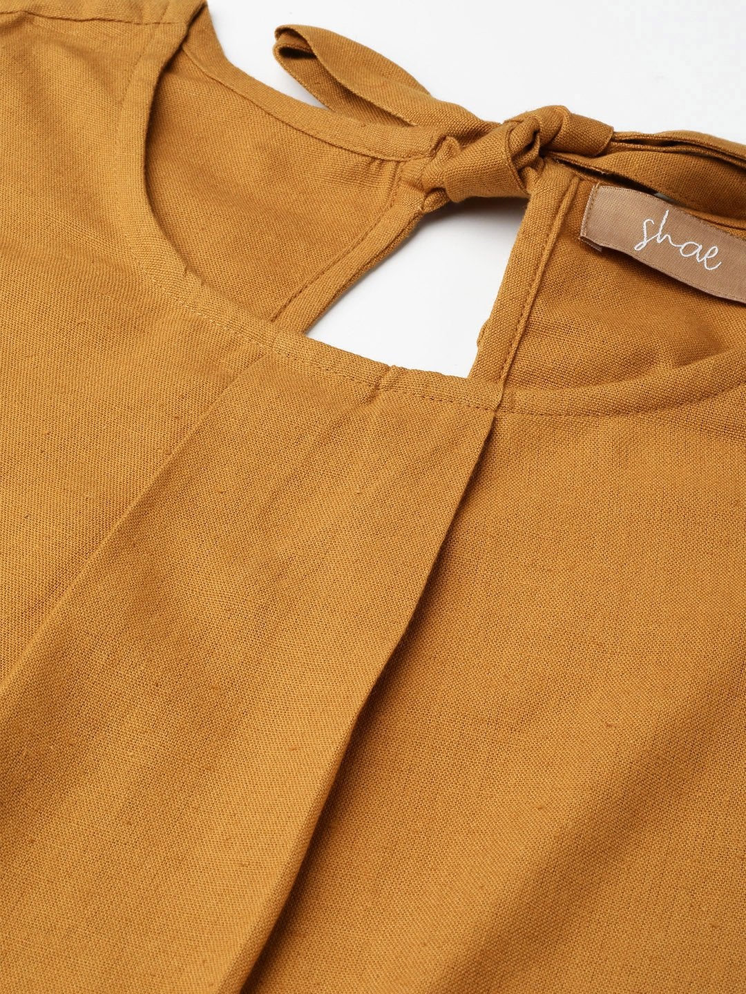 Women's Brown Sleeveless Back Tie Up Top
