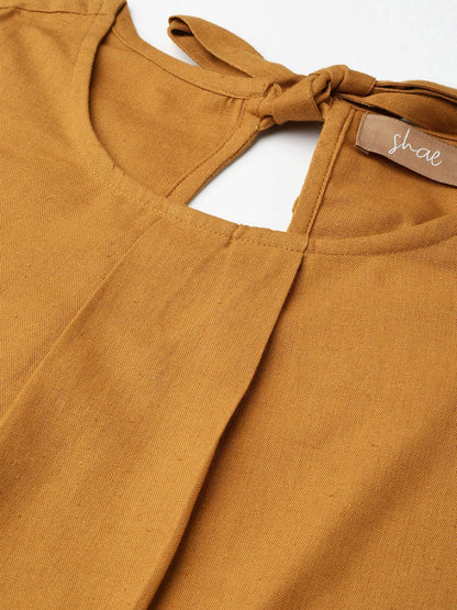 Women's Brown Sleeveless Back Tie Up Top