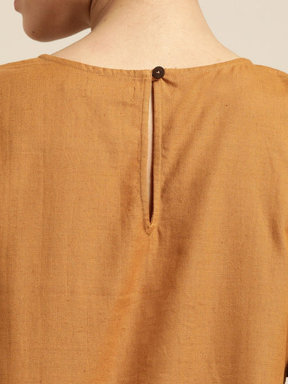 Women's Brown Frill Detail Top