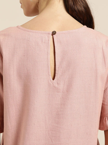 Women's Baked Pink Frill Detail Top