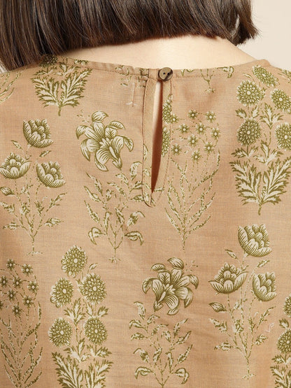 Women's Beige Floral High Low Top