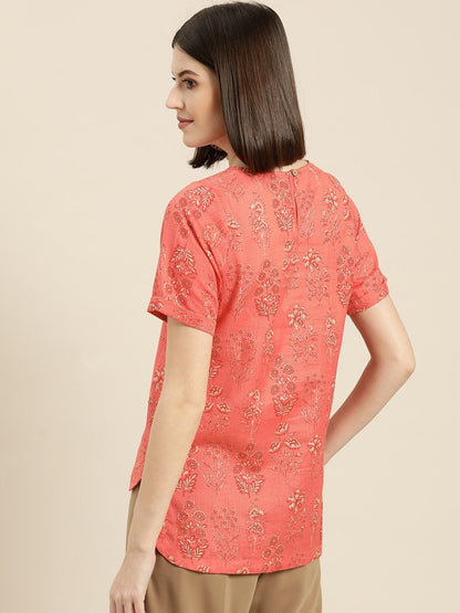 Women's Coral Floral High Low Top