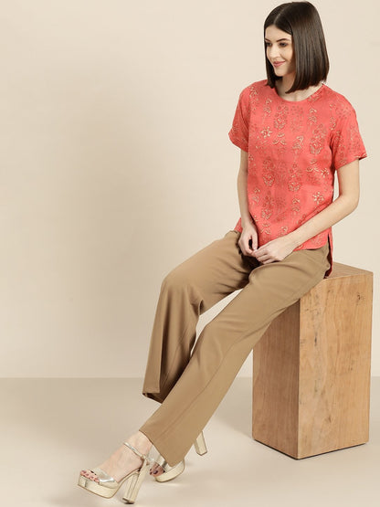 Women's Coral Floral High Low Top