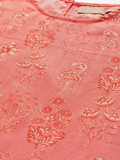 Women's Coral Floral High Low Top