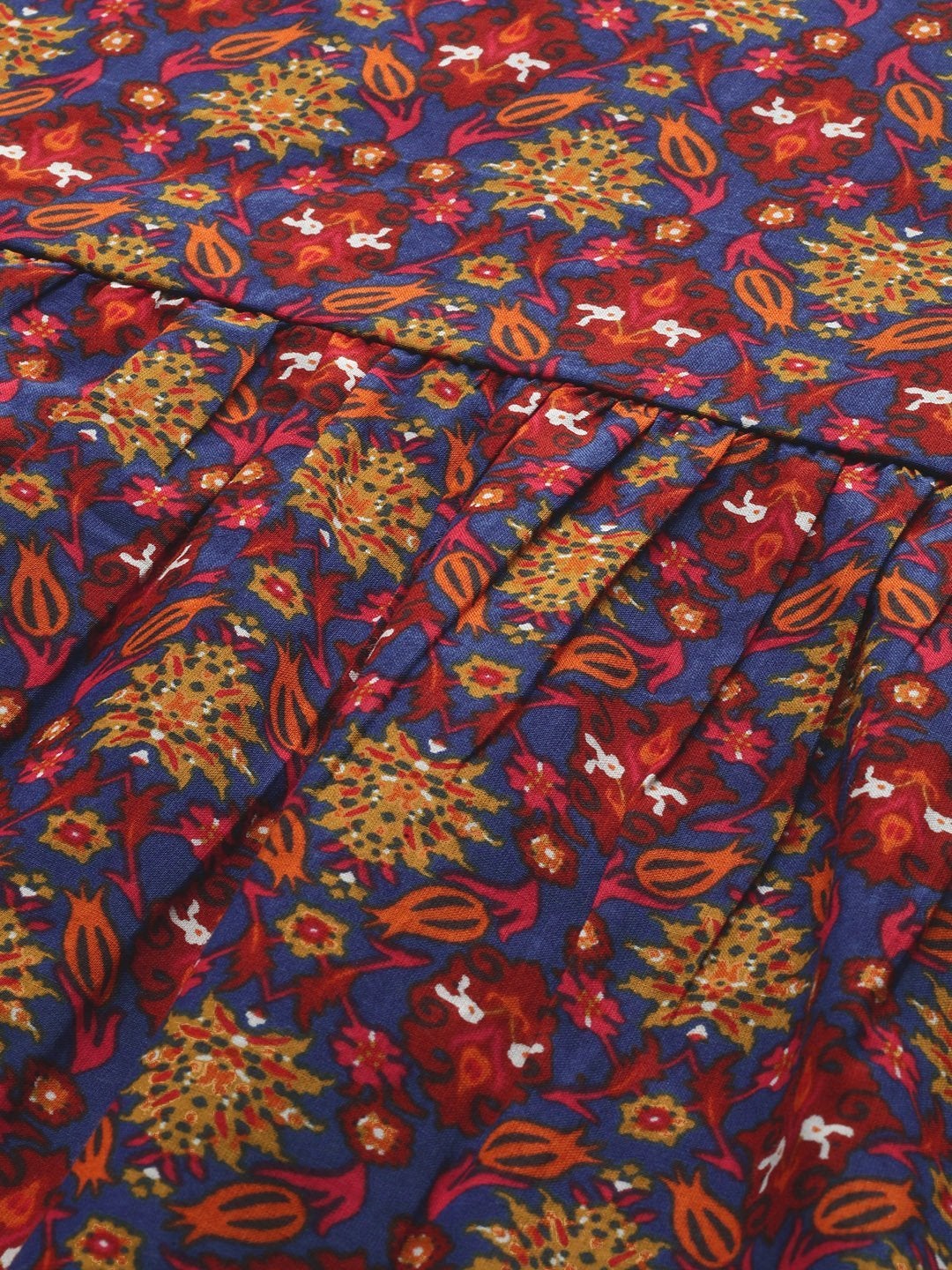 Women's Blue Floral Gathered Top