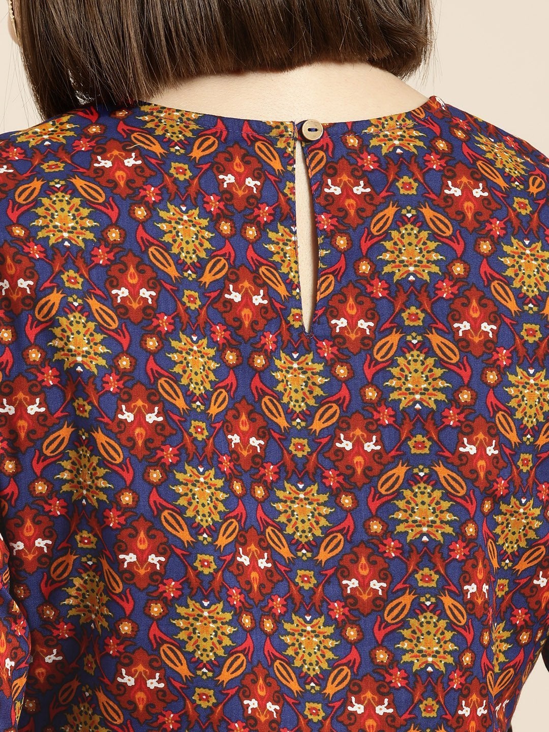 Women's Blue Floral Gathered Top