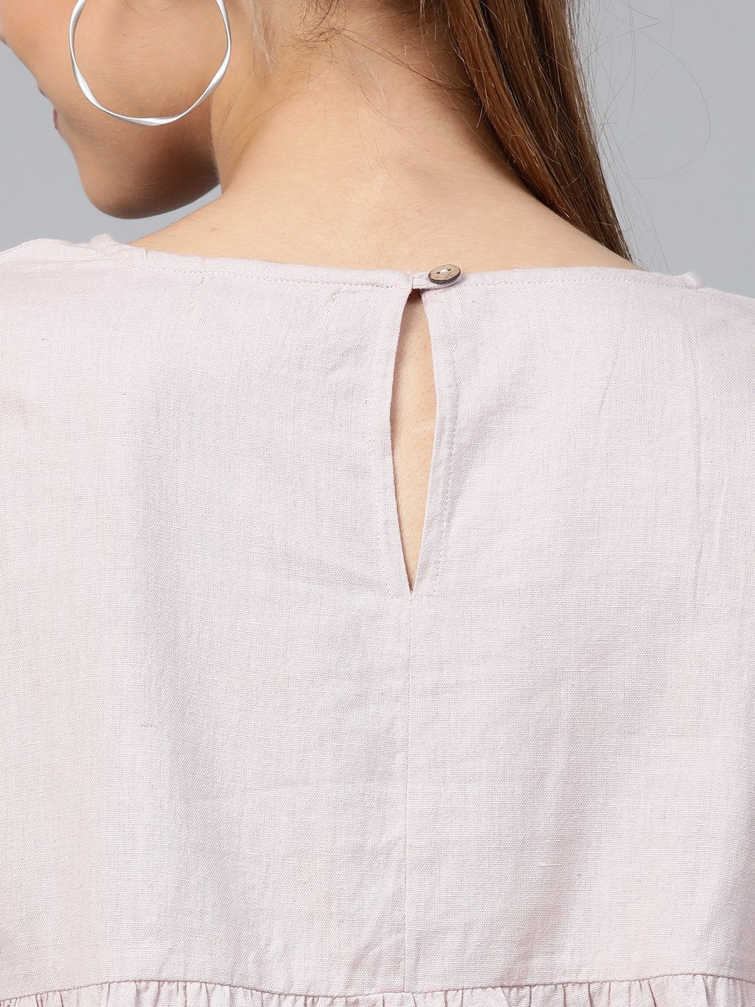 Women's Taupe Yoke Embroidery Top