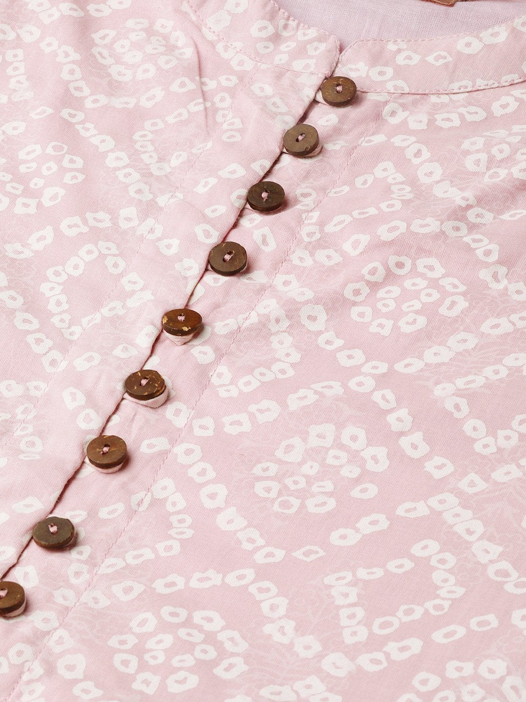 Women's Mauve Bandhej Front Button Gathered Top