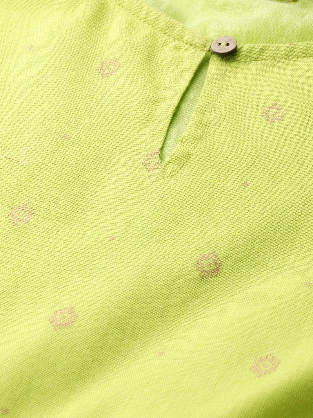 Women's Lime Green Foil Print Peplum Top