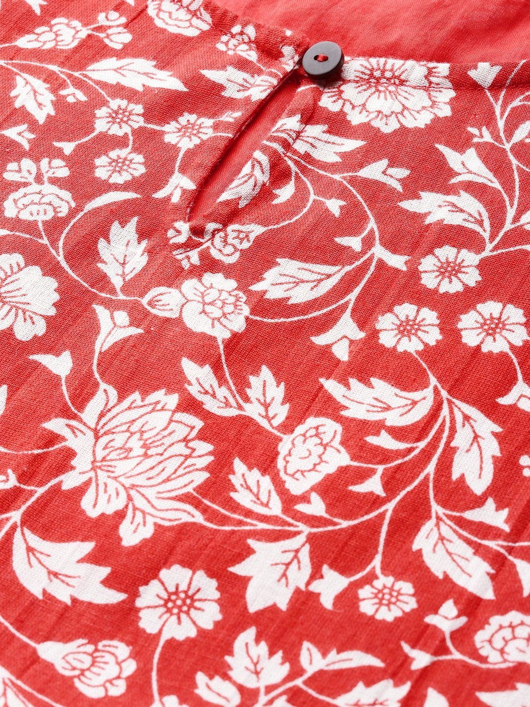Women's Red Floral Front Keyhole Peplum Top