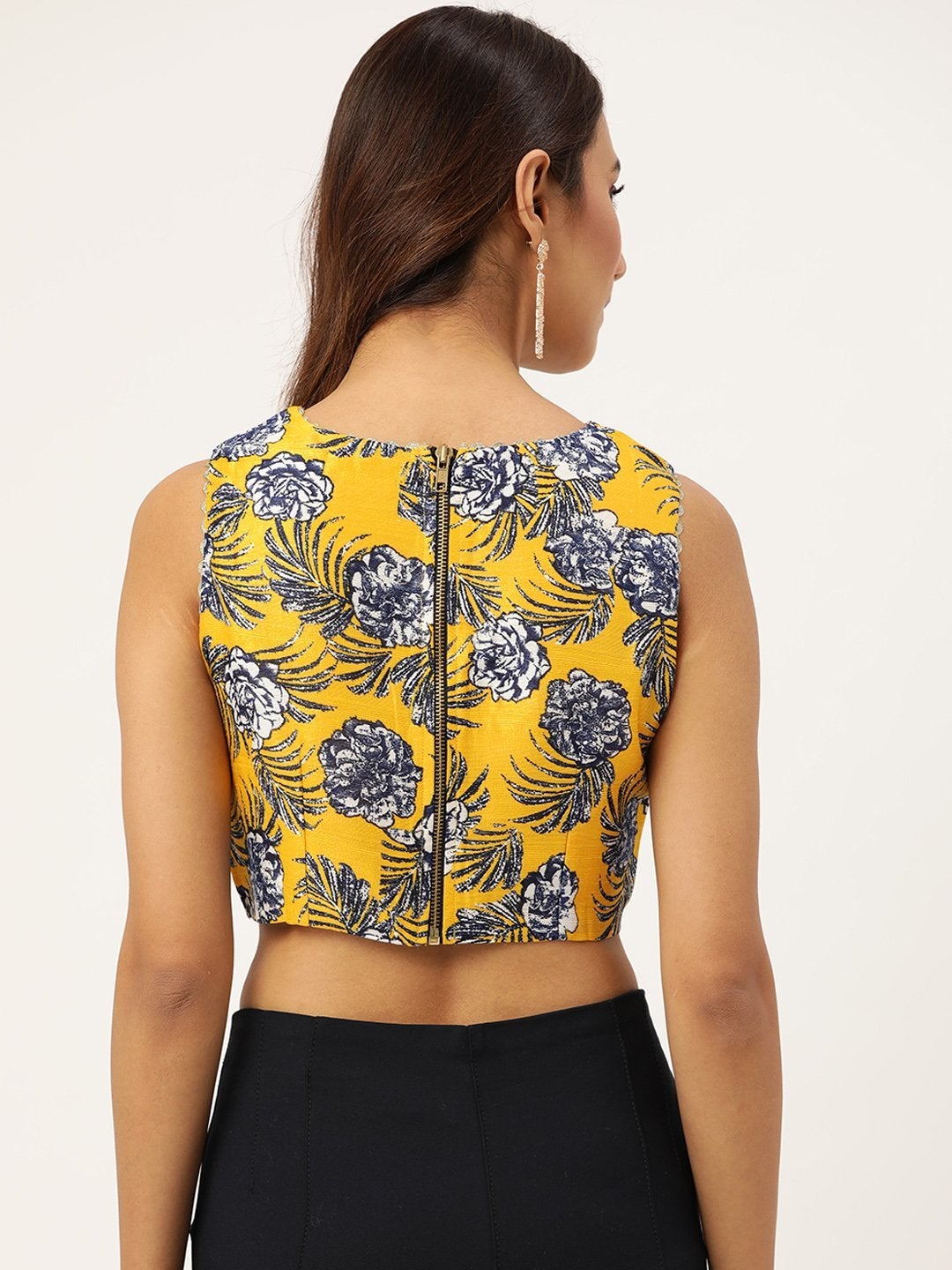 Women's Mustard Floral Crop Top