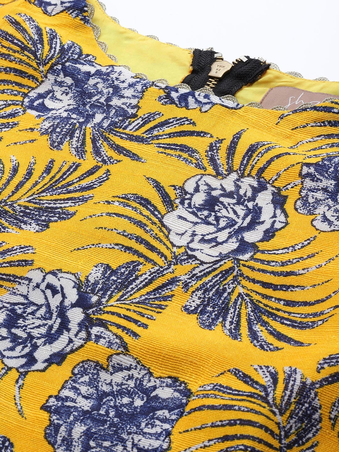 Women's Mustard Floral Crop Top